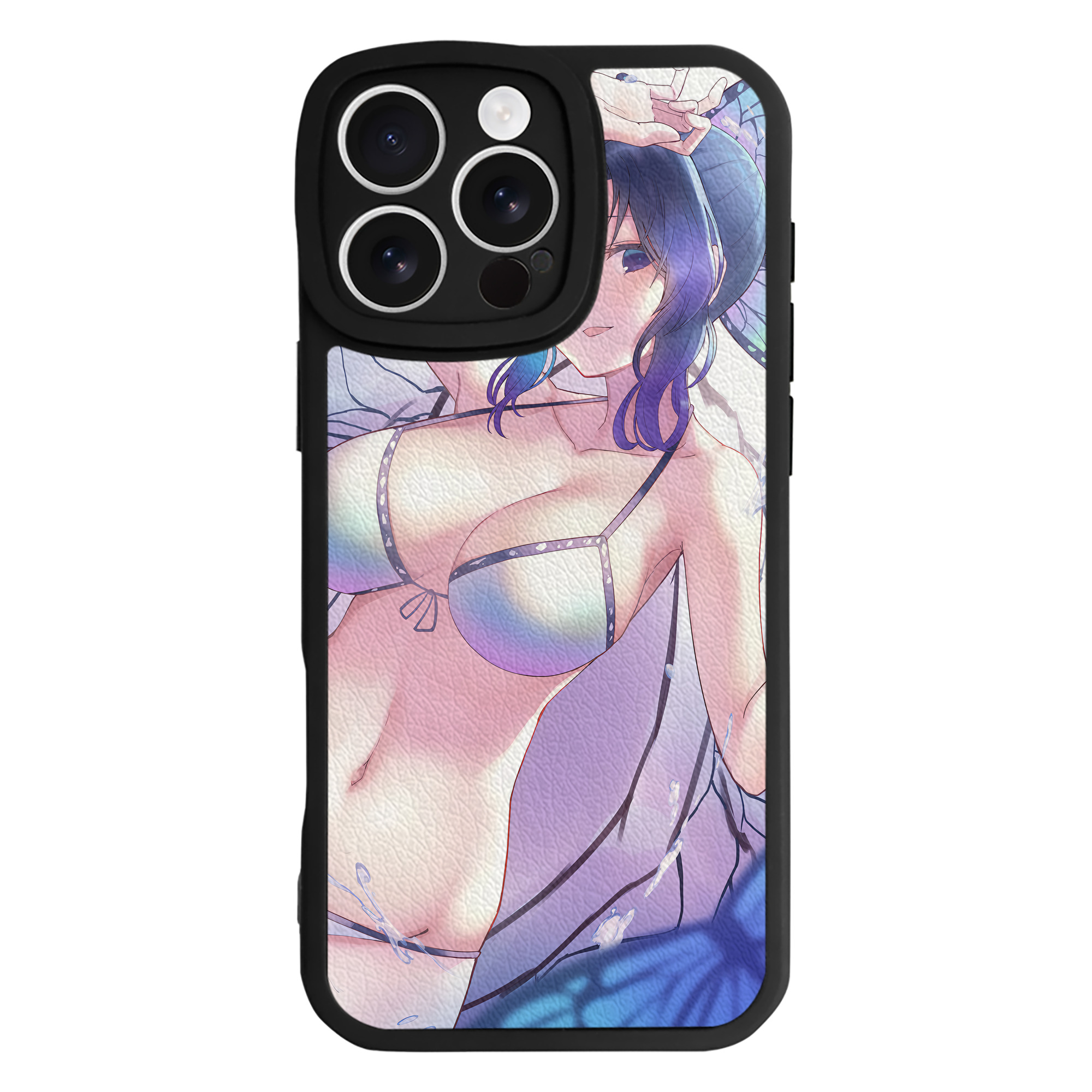 （画像用） 鬼滅の刃（きめつのやいば）蟲柱-胡蝶 しのぶ／こちょう しのぶ Kochou Shinobu 【iPhone 16シリーズ対応】シリコンスマホケース（レザー調） 材質：シリコン